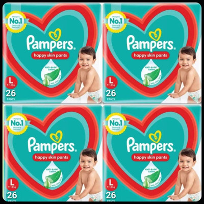 Pampers Baby Diapers-L Size(Pack of 4)-25N254 - L(104 Pieces)