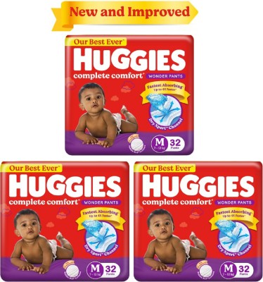 Huggies Wonder Pants Medium (M) Size Baby Diaper Pants M-32 (PACK OF 3) - M(96 Pieces)