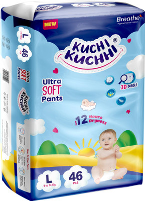 KUCHI KUCHHI Premium super soft baby diaper with a 3D bubble top. - L(46 Pieces)