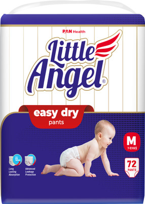 Little Angel Easy Dry Diaper Pants with 12 hrs absorption Medium Size, 7-12 Kgs - M(72 Pieces)