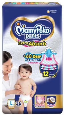 MamyPoko Pants Extra Absorb Large Diaper Pant - L(36 Pieces)