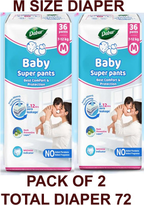 Dabur DIAPER M SIZE 72 PIECES PACK OF 2 - M(72 Pieces)