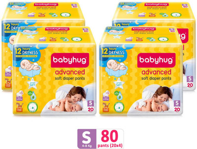 babyhug advanced Pant Style Diapers Small - 20 Pieces - (Pack of 4) - S(80 Pieces)