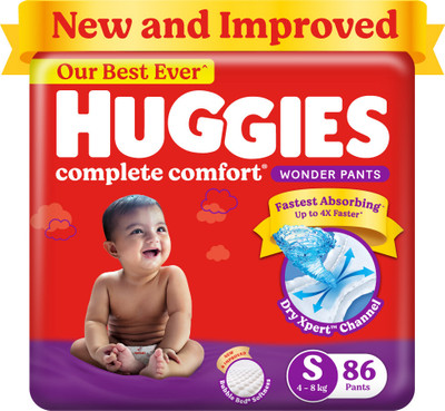 Huggies Complete Comfort Wonder Pants, India's Fastest Absorbing Diaper | - S(86 Pieces)
