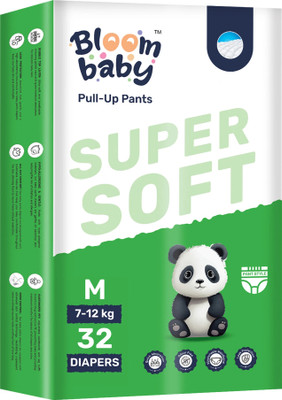 Bloombaby Medium Size Super Soft Diaper Pants Style for Baby upto- 7 to 12 kgs - M(32 Pieces)