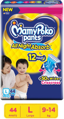 MamyPoko All Night Absorb Baby Diaper Pants Size Large Adult Diapers - L(44 Pieces)