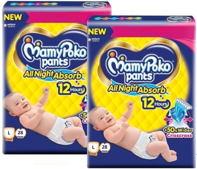 MamyPoko Al Night Standard Baby Diaper Pants Large (Pack of 2) - L(56 Pieces)