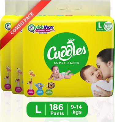Cuddles - Super Pants Baby Diaper - Combo Pack of 3 - L(186 Pieces)