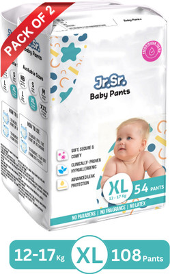 Jr. Sr. Baby Diaper Pants with Advanced Leak Protection | Soft & Comfortable | Pack of 2 - XL(108 Pieces)