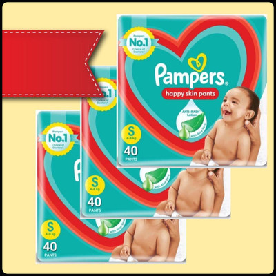 Pampers Baby Diapers-S Size(Pack of 3)-25N170 - S(120 Pieces)