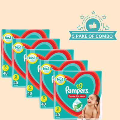 Pampers Soft & Dry Baby Diapers S Size, 200 Count for All-Night Use LB - S(200 Pieces)