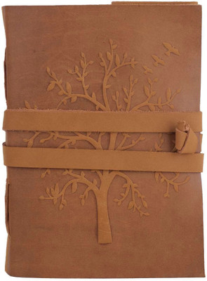 Handcrafty Antique Handmade Tree shape Leather Diary for Men and Women A5 Writing Pad Plain White Paper 200 Pages(Brown)