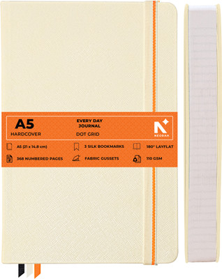 NEORAH 368 Pages-110 Gsm |PAGE A DAY Dot Grid Notebook Journal |Back Pocket|3 Book Mark A5 Journal Dotted 368 Pages(After Glow)