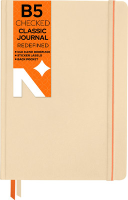 NEORAH - Squared Journal Notebook - 110 GSM - Office Hardcover Notebook - B5 Notebook Checked 160 Pages(Beige)