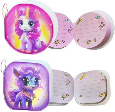 FunBlast Mini Pocket Diary – Pack of 2 Unicorn Diary, Kawaii Keychain Diary A5 Diary Single Rule 100 Pages(Multicolor)