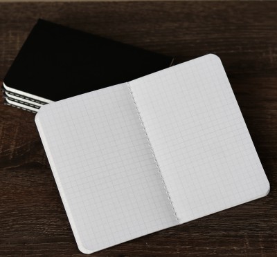 INNAXA Travelers Journal with Grid Paper, Set of 6 Mini Small Subject Notebooks Pocket-size Notebook Grid 64 Pages(Black, Pack of 6)