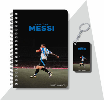 craft maniacs FOOTBALLER DIARY & KEYCHAIN A5 Notebook RULED 120 Pages(Multicolor)