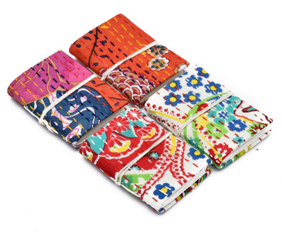 leather play Handmade 3x4 Inch Fabric Diaries Set of 4 with Recycled Paper – Pocket Size Pocket-size Diary Unruled 50 Pages(Multicolor)