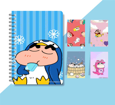 craft maniacs SHINCHAN DIARY & 4 MAGNETIC BOOKMARKS 2025 A5 Diary RULED 160 Pages(Purple)