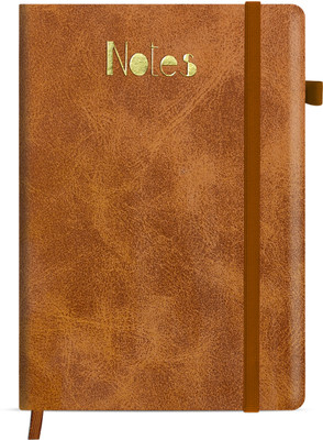 Abstract Collection A5 Regular, Designer, Executive Dated Notebook with Pen Holder A5 Notebook Single Rule Golden 200 Pages(Brown)
