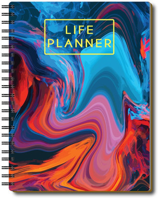 Nourish 12 Month Life Planner A5 Planner/Organizer Ruled 200 Pages(ORANGEBLUEMARBLE)