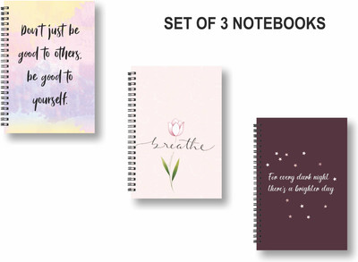ROT RIX combo of 3 Notebooks A5 Diary Ruled 144 Pages(Maroon, Multicolor, Pack of 3)