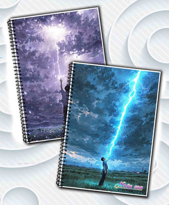 NOTEme Electrifying Sky Art Design A5 Notebook Unruled 200 Pages(Multicolor, Pack of 2)