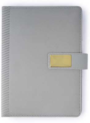 FINER THREADS PU Leather Planner Black Business Diary Daily Organizer Gold Metal Clasp 96Page Regular Planner Rulled 96 Pages(Grey)