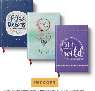 SUNDARAM Diaries Case Bound Assorted Diary Single Line 192 Pages(Multicolor, Pack of 3)