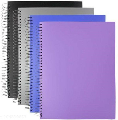 PerDay spiral notebook making notes art and craft drawing A4 Notebook unrulled 200 Pages(Pink, Yellow, Blue, Grey, Pack of 4)