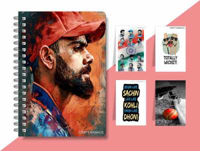 craft maniacs CRICKET 2025 DIARY & BOOKMARK COLLECTION A5 Notebook RULED 160 Pages(Blue)