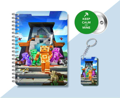 craft maniacs MINECRAFT DIARY & ONE KEYCHAIN & BADGE A5 Notebook RULED 120 Pages(Multicolor)