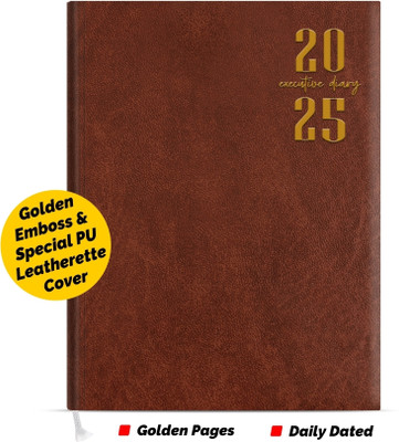 Abstract Collection Monthly Planner office Diary B5 Diary Single Rule Golden Page 366 Pages(Brown)