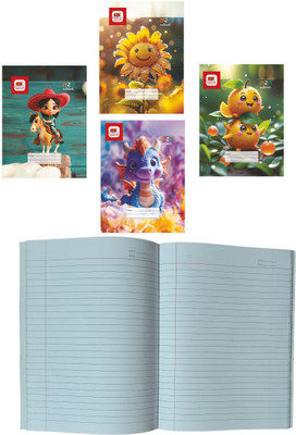 First Click 4 Copy Kids Notebook Register 80 Page 18x24cm 68 GSM Paper Both Side Ruled Regular Notebook Both side ruled 80 Pages(Multicolor, White, Pack of 4)