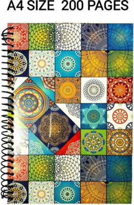 R K SALES A4 Spiral Notebook A4 Note Book Single Ruled 200 Pages(Multicolor, Pack of 4)