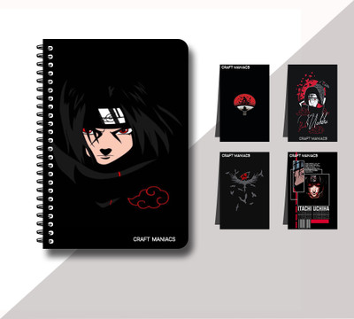 craft maniacs ITACHI UCHIHA DIARY & 4 MAGNETIC BOOKMARKS A5 Diary RULED 120 Pages(Blue)