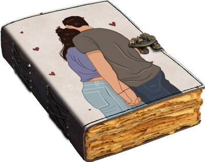DI-KRAFT Love valentines theme leather jurnal with antique pages A5 Journal unruled 200 Pages(multicolor01)