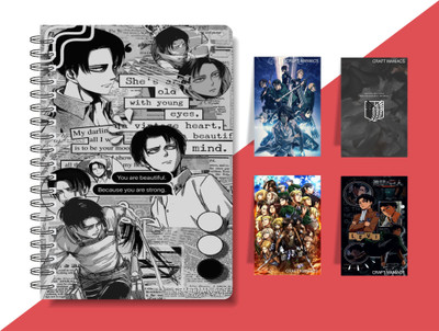 craft maniacs ANIME DIARY & 4 MAGNETIC BOOKMARKS A5 Diary RULED 160 Pages(Multicolor)