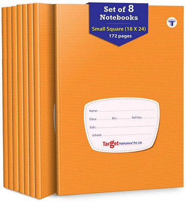 Target Publications Small Square Maths Notebooks for Kids | Copy | 172 Pages | 18 x 24 cm | Set of 8 Regular Notebook Ruled 172 Pages(Brown, Pack of 8)