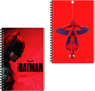 ESCAPER Superhero Cartoon Diary, Notepad For Writing, Journal Diary A5 Diary Ruled 160 Pages(Combo- A, Pack of 2)