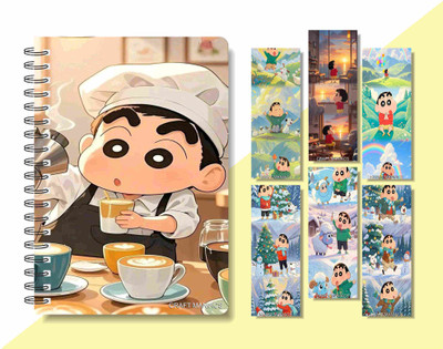 craft maniacs 2025 SHINCHAN DIARY & 6 FREEBIE BOOKMARKS A5 Diary RULED 160 Pages(Multicolor)