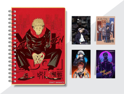 craft maniacs ANIME DIARY & 4 MAGNETIC BOOKMARKS A5 Diary RULED 160 Pages(Multicolor)