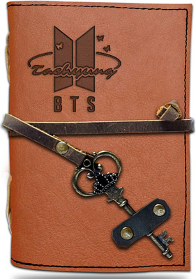 DI-KRAFT Handmade Classic Design Leather-BTS Printed Diary A6 Diary Unruled 200 Pages(Brown 25)