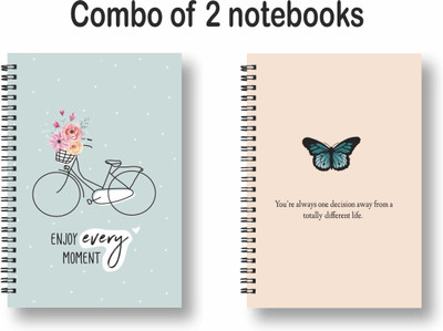 ROT RIX combo of 2 Notebooks A5 Diary Unruled 144 Pages(Green, mustard, Pack of 2)