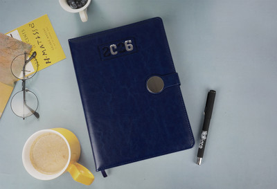 Diaro Leather 2026 Journal with Flap Closure, Corporate Planner, 2026 Executive B5 Diary Ruled 365 Pages(Blue)