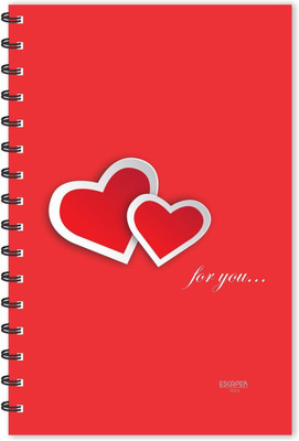 ESCAPER Red Hearts For You Hello (Ruled - A5 Size - 8.5 x 5.5 inches) Designer Diary, Notebook A5 Diary Ruled 160 Pages(Multicolor)