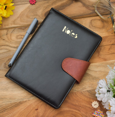 SPM Classic Premium Leather Travel Journal Diary for Gifting Purpose A5 Notebook Ruled 200 Pages(Black)