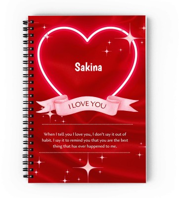 GIFTUATION Love Sakina /spiral diary & gift for couples A5 Diary Unruled 140 Pages(Red)