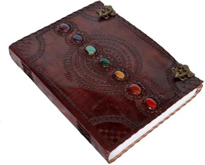 KRISHNA HANDICRAFTS Seven Chakra Medieval Stone with C Lock Daily Planner 10 X 13 Inch, Brown A3 Diary unruled 100 Pages(Brown)