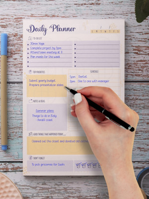 Doodle To Do List Undated Daily Planner with 50 Tear-Off 90 GSM Planning Sheets A5 Note Pad | Perfect Checklist for Daily Tasks Schedule for Office, Home & School | 50 Pages(Daily Pad 01)